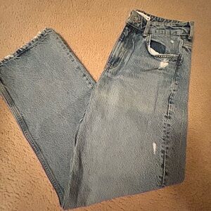Zara Jeans size 8 acid wash destructed wide leg